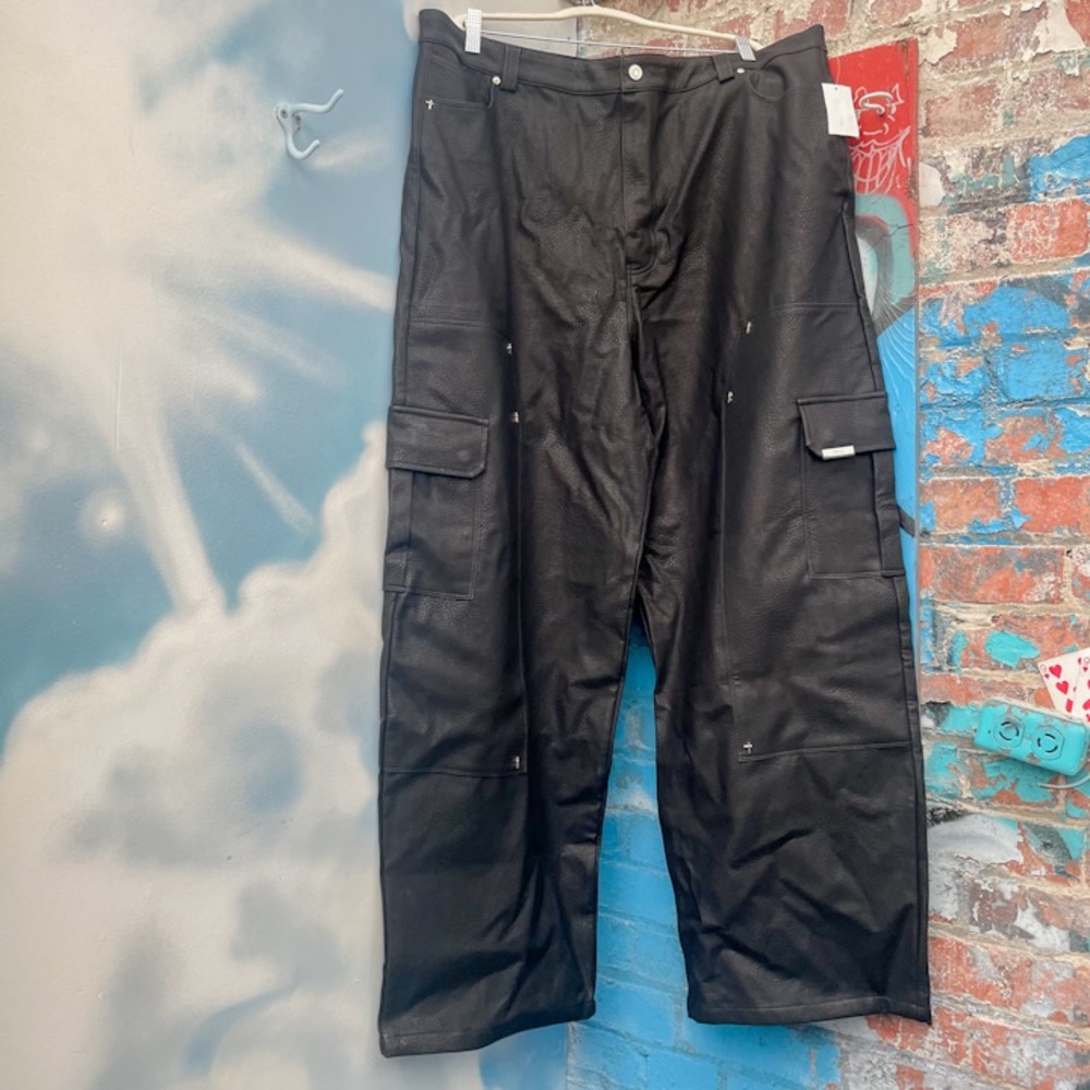 RtA vegan leather cargo pants